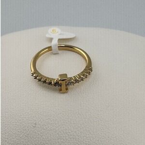 Gold Tone Crystal Initial I Ring Size 6 Personalized Fashion Jewelry